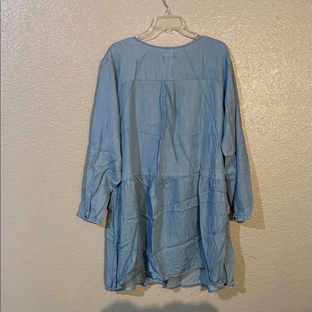 Old Navy Pale Blue Long Sleeve Pintuck Tunic Dress - Picture 5 of 6